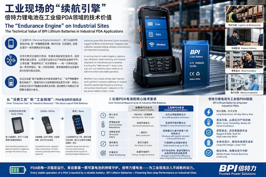 工业现场的“续航引擎”：倍特力锂电池在工业级PDA领域的技术价值