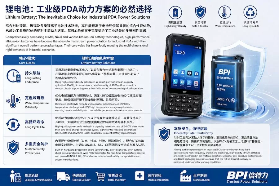工业现场的“续航引擎”：倍特力锂电池在工业级PDA领域的技术价值